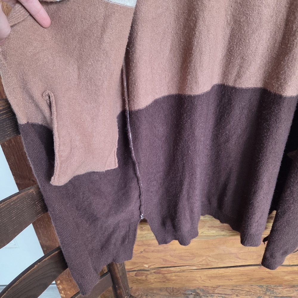 Colorblock Cardigan In Neutral Colors - Fall Transitional Wardrobe Long Sweater - Picture 8 of 8